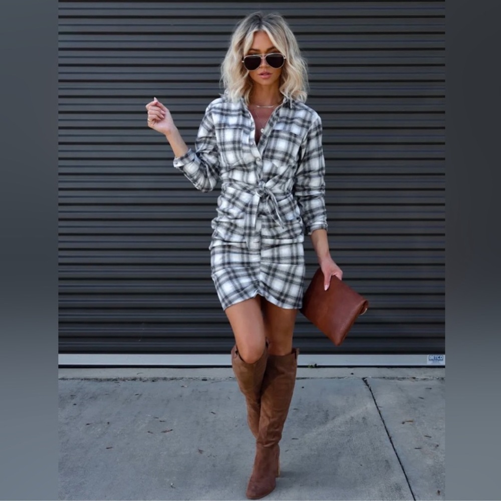 Vici x FATE plaid flannel dress NWT